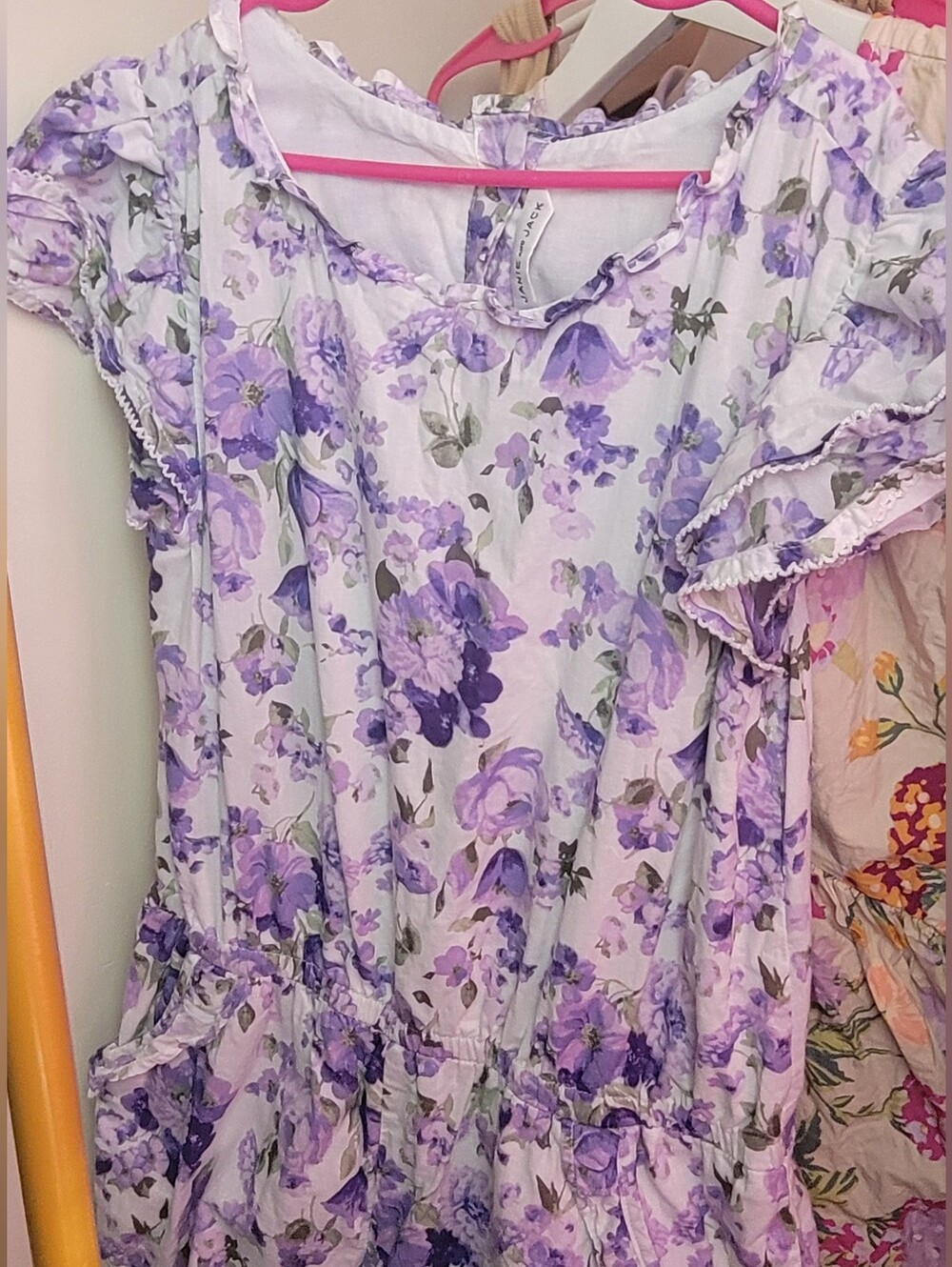Janie and Jack White Dress with Lavender Floral Print